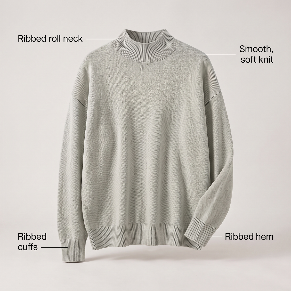 Kacob | Women's Classic Roll Neck Jumper – Smooth Drape Turtleneck Sweater