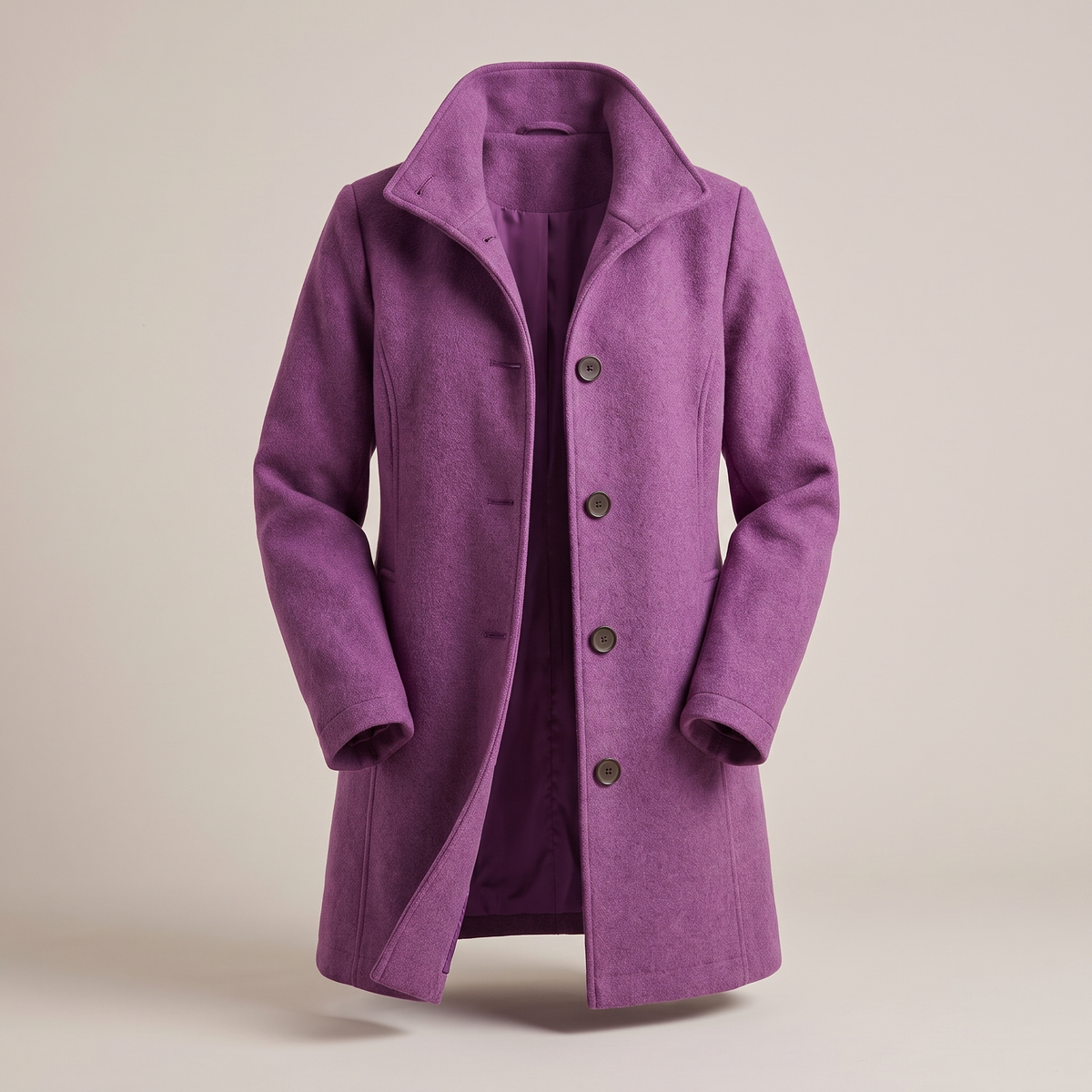 Kacob | Women's Classic Straight Cut Button Coat – Tailored Winter Coat for Women