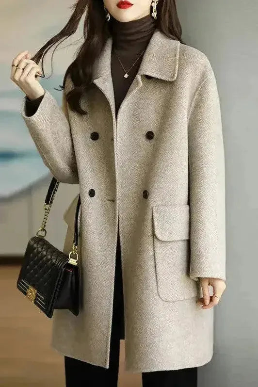 Kacob | Women's Cocoon Coat – Double Breasted Oversized Winter Coat
