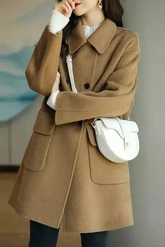 Kacob | Women's Cocoon Coat – Double Breasted Oversized Winter Coat