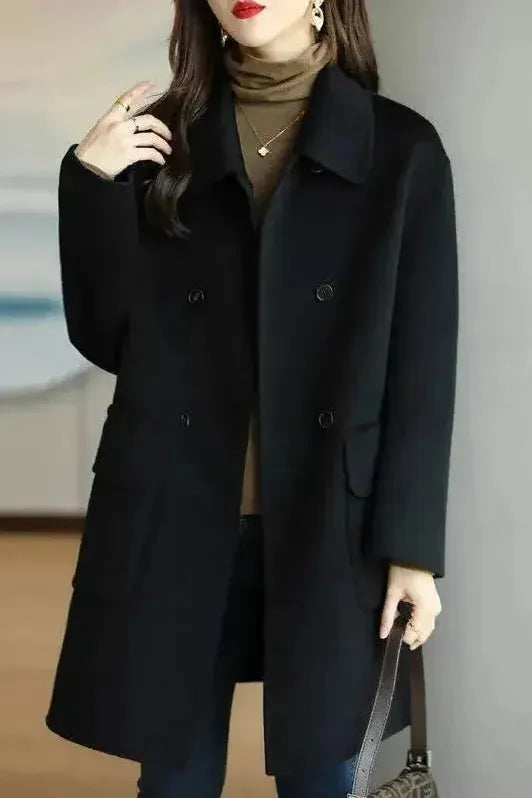 Kacob | Women's Cocoon Coat – Double Breasted Oversized Winter Coat