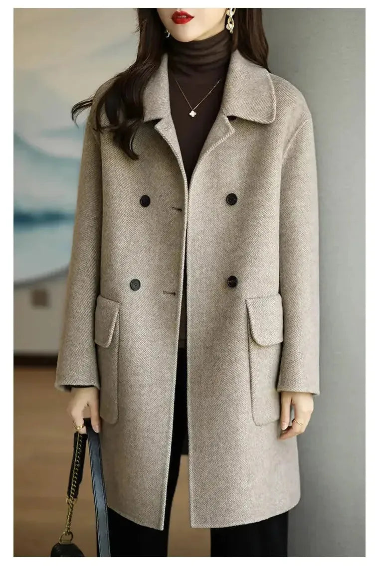 Kacob | Women's Cocoon Coat – Double Breasted Oversized Winter Coat