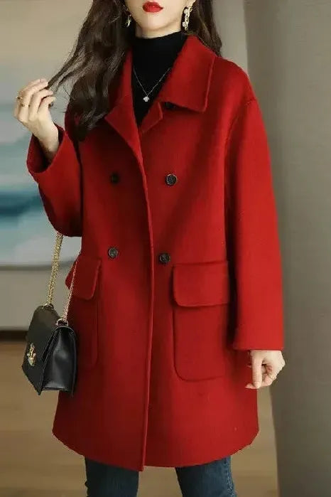 Kacob | Women's Cocoon Coat – Double Breasted Oversized Winter Coat