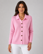 Women's Collared Button-Up Knit Cardigan – Relaxed Fit