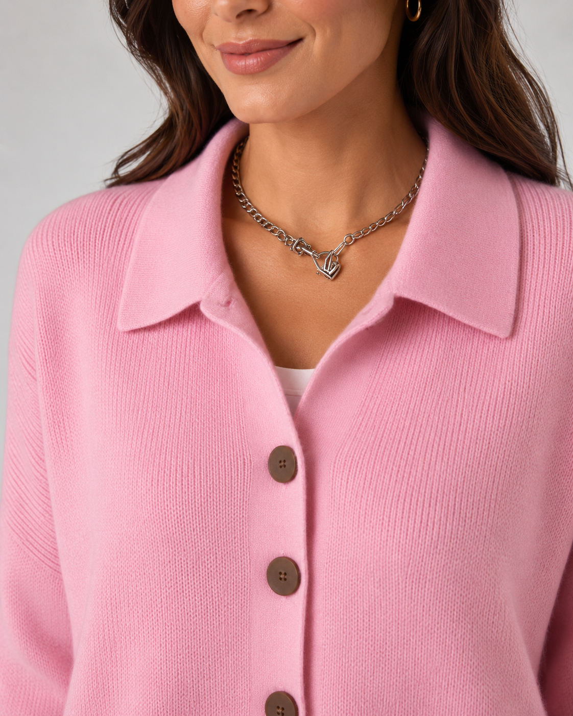 Women's Collared Button-Up Knit Cardigan – Relaxed Fit