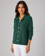 Women's Collared Button-Up Knit Cardigan – Relaxed Fit