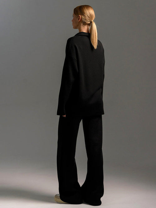 Kacob | Women's Collared Two Piece Lounge Set – Pullover and Wide Leg Trousers