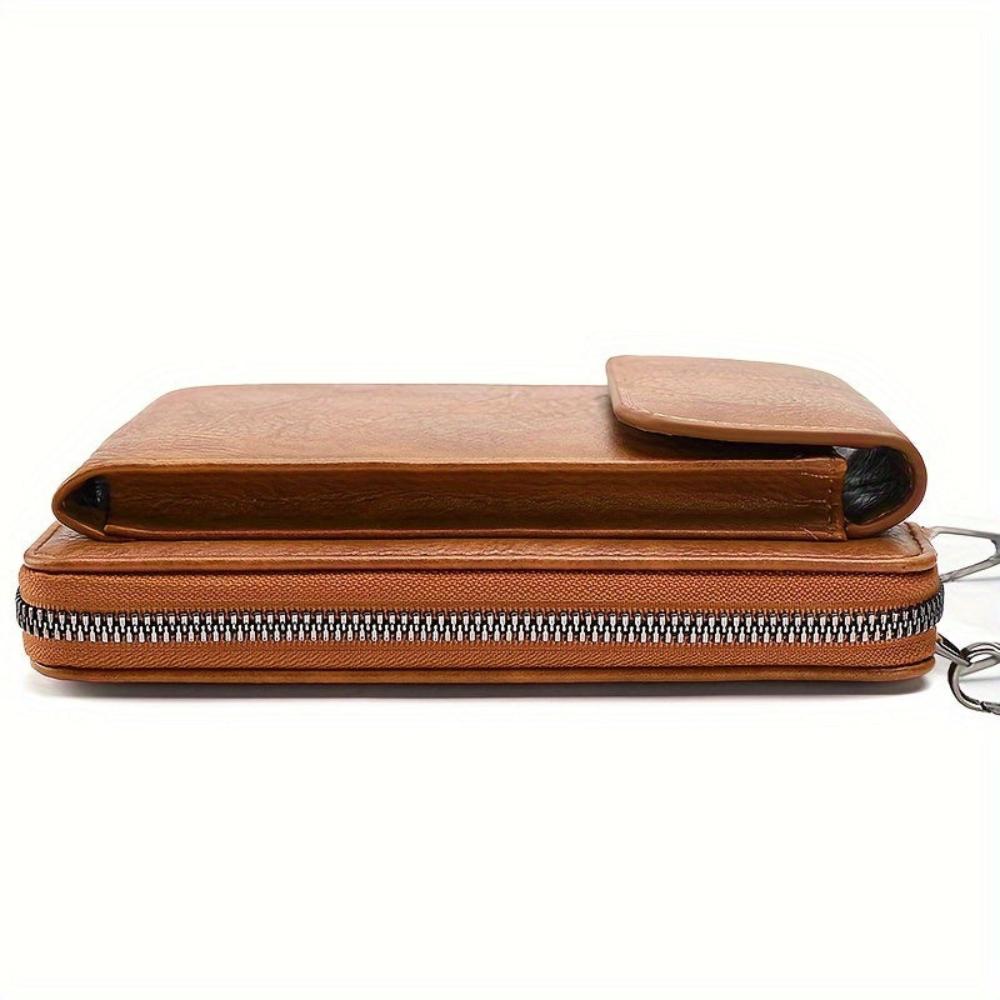 Women's Compact Crossbody Phone Bag – Vintage Look Purse with Card Slots and Zip Wallet