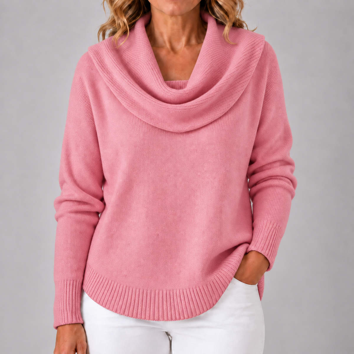 Kacob | Women's Cowl Neck Knitted Jumper – Relaxed Fit Ladies Jumper