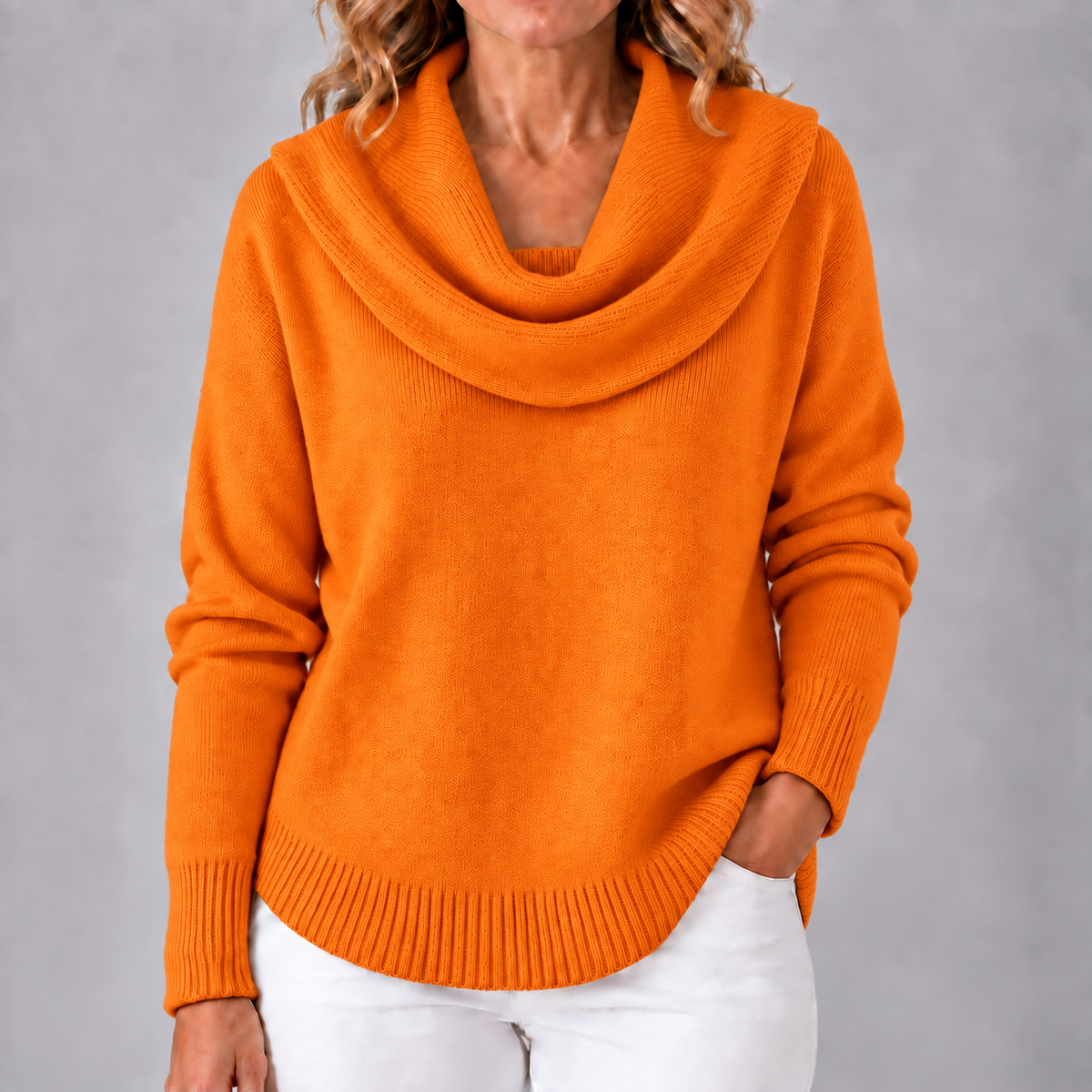 Kacob | Women's Cowl Neck Knitted Jumper – Relaxed Fit Ladies Jumper