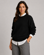 Women's Crew Neck Knitted Jumper – Relaxed Fit Pullover