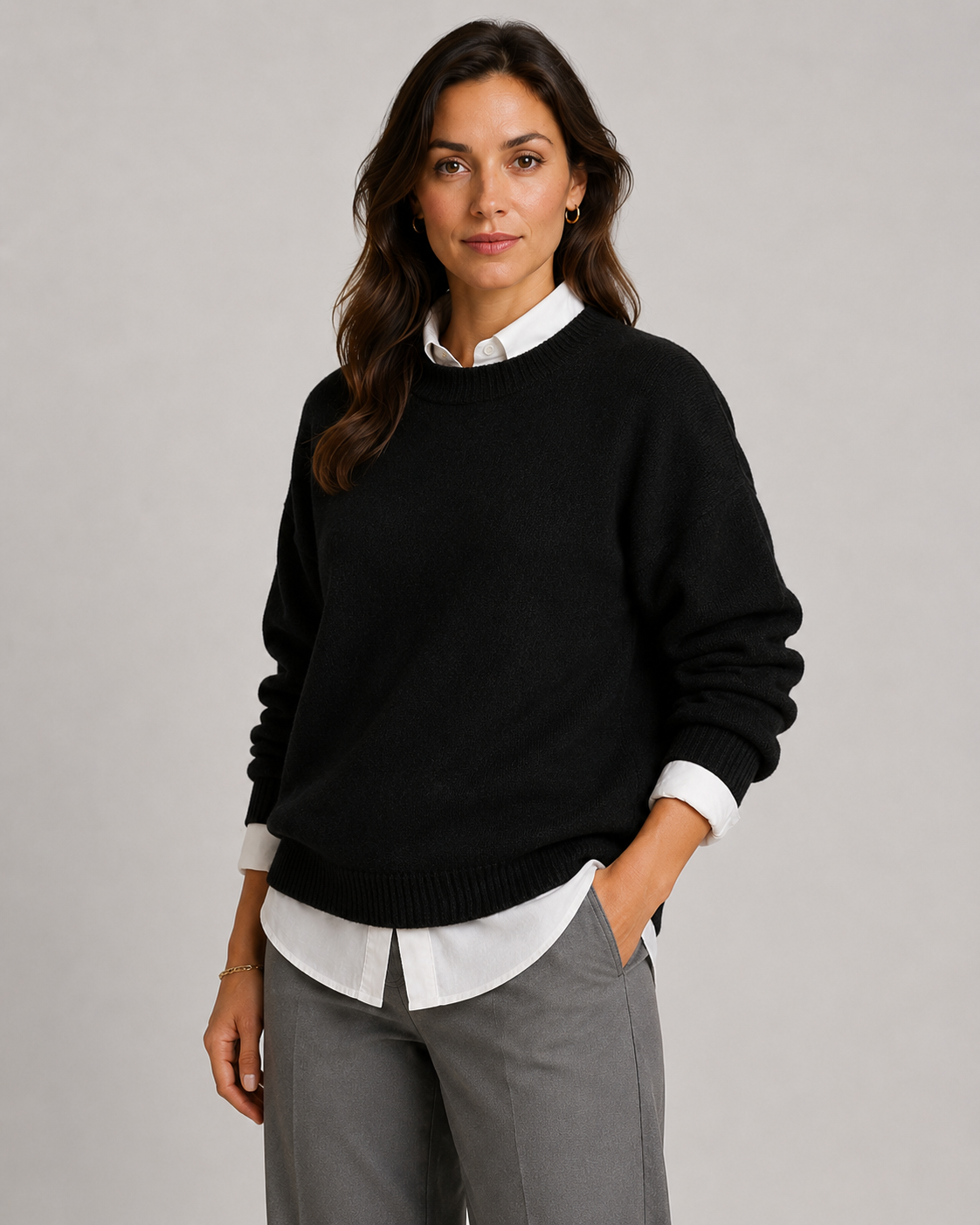 Women's Crew Neck Knitted Jumper – Relaxed Fit Pullover