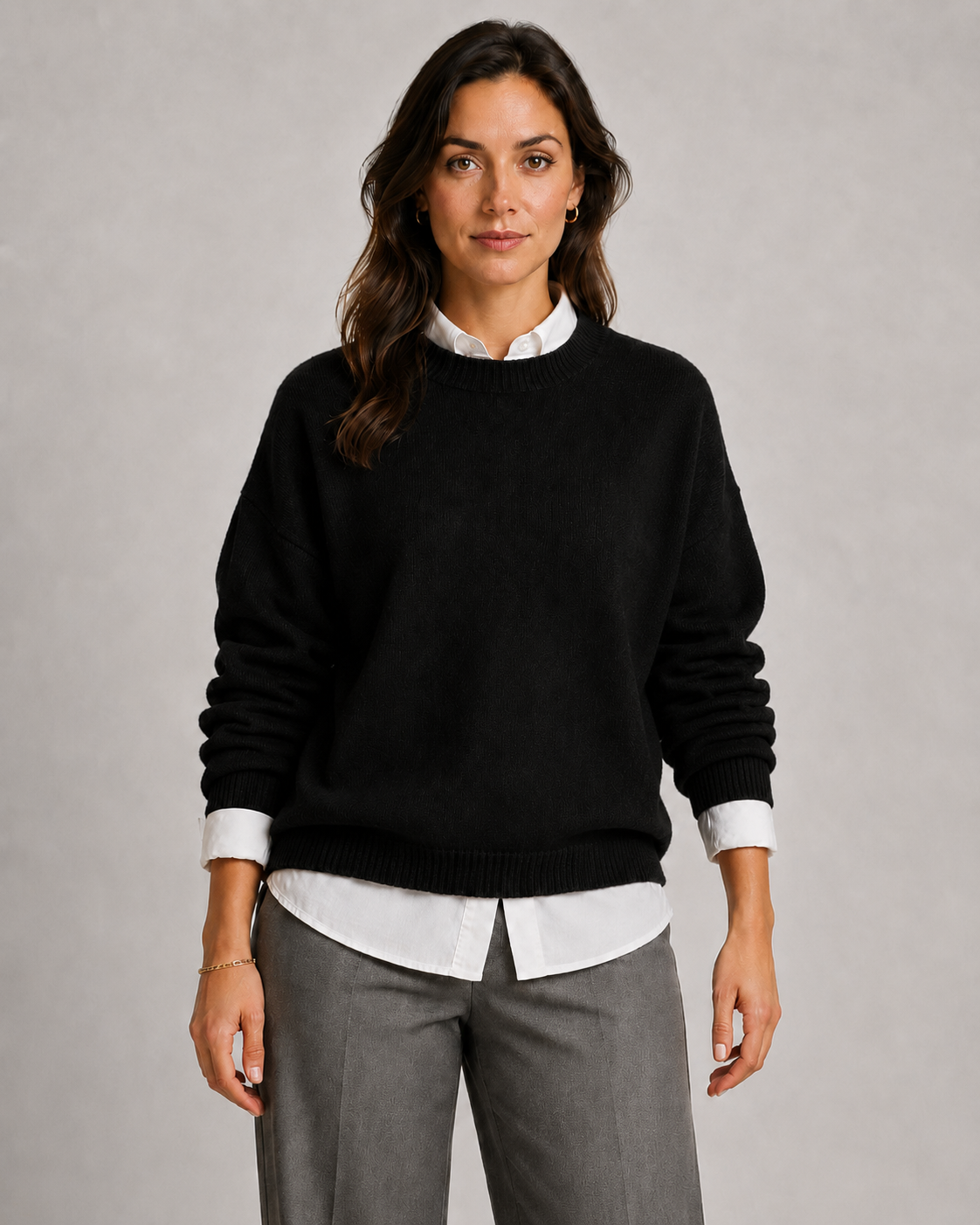 Women's Crew Neck Knitted Jumper – Relaxed Fit Pullover