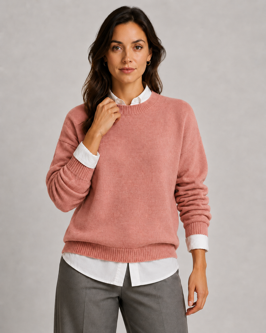 Women's Crew Neck Knitted Jumper – Relaxed Fit Pullover