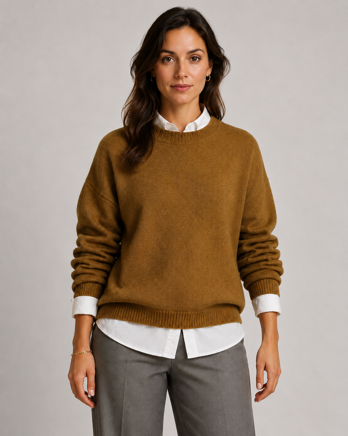Women's Crew Neck Knitted Jumper – Relaxed Fit Pullover