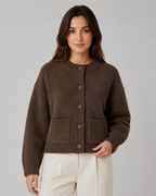 Women's Cropped Chunky Knit Cardigan with Pockets