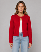 Women's Cropped Crew Neck Button Cardigan