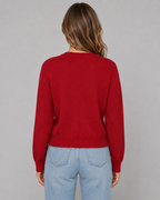 Women's Cropped Crew Neck Button Cardigan