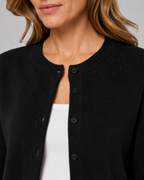 Women's Cropped Crew Neck Button Cardigan