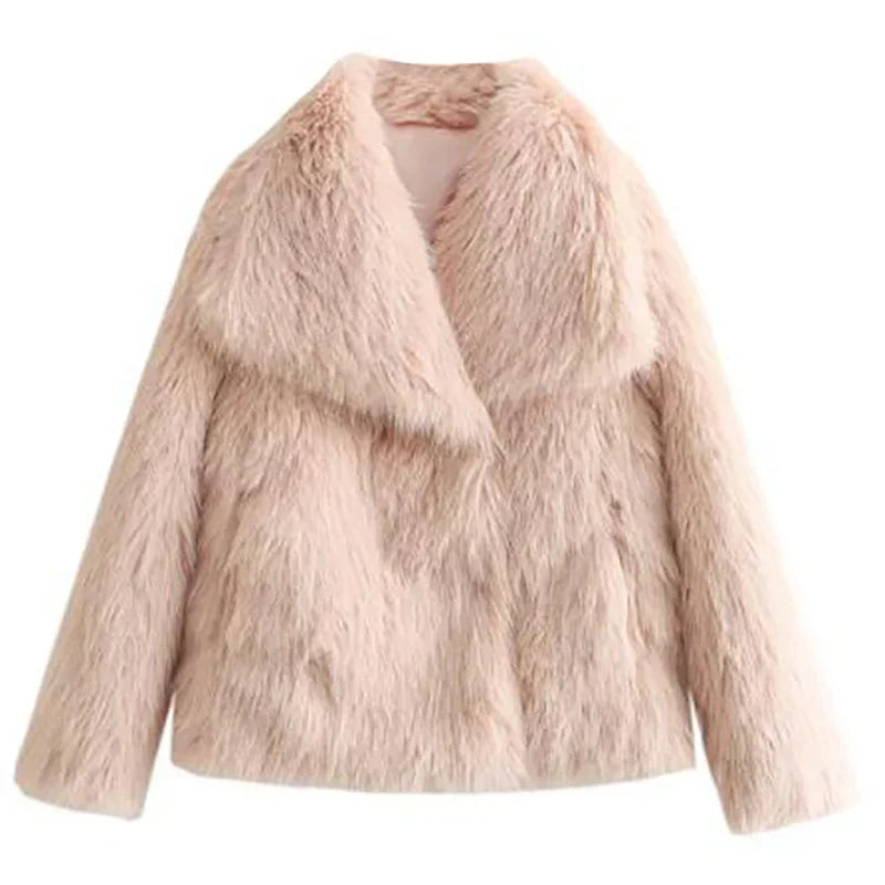 Kacob | Women's Cropped Faux Fur Jacket – Open Front Fluffy Jacket