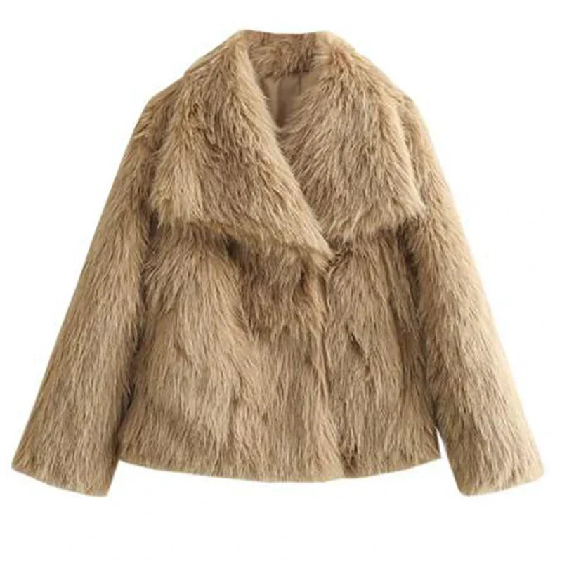 Kacob | Women's Cropped Faux Fur Jacket – Open Front Fluffy Jacket