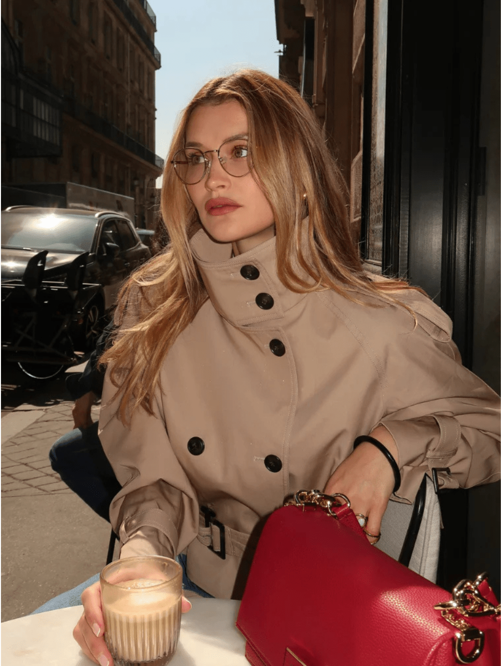 Kacob | Women's Cropped Trench Coat – Double Breasted Belted Trench Jacket