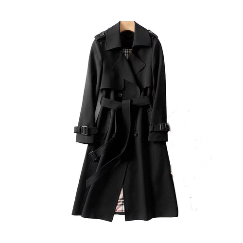 Kacob | Women's Double Breasted Belted Trench Coat – Classic Longline Coat