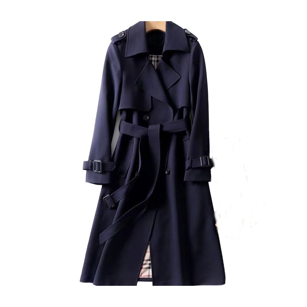 Kacob | Women's Double Breasted Belted Trench Coat – Classic Longline Coat