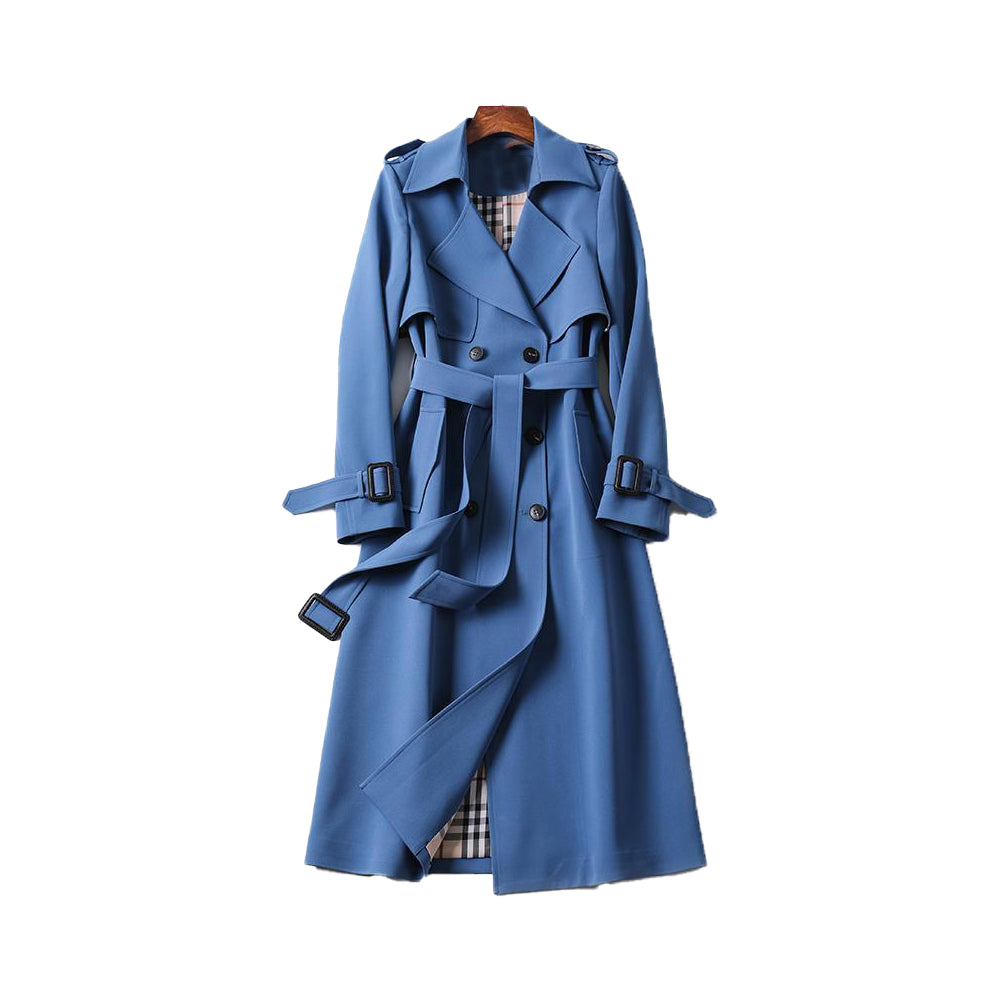 Kacob | Women's Double Breasted Belted Trench Coat – Classic Longline Coat