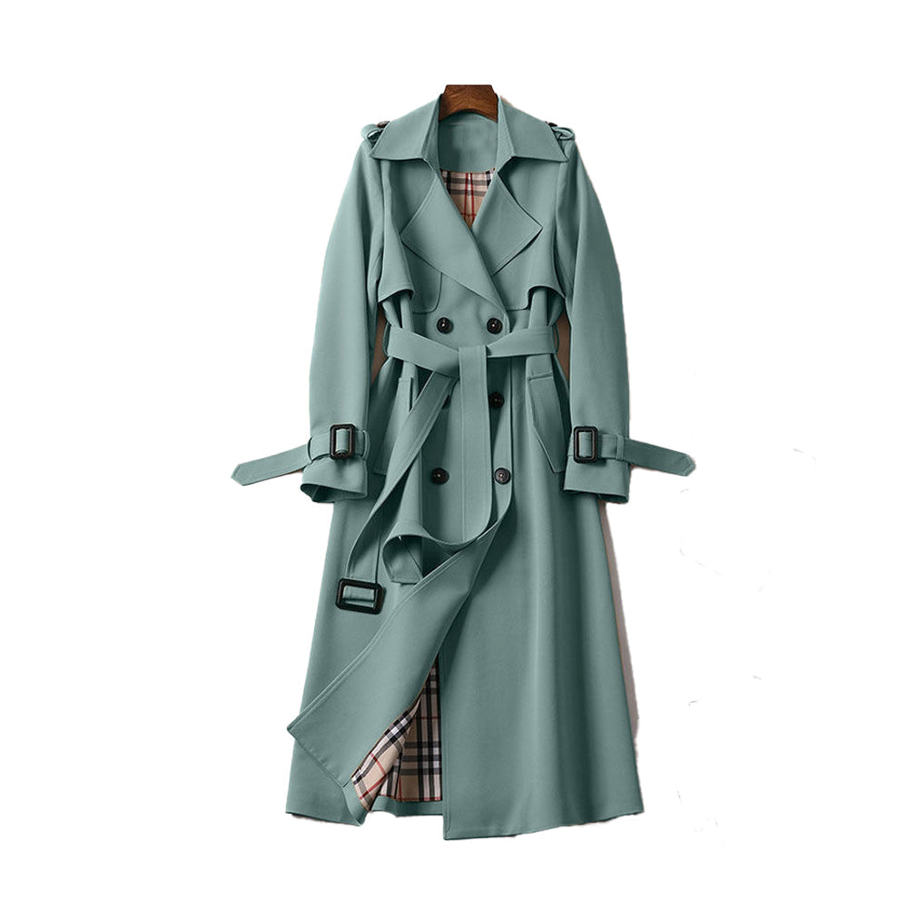 Kacob | Women's Double Breasted Belted Trench Coat – Classic Longline Coat