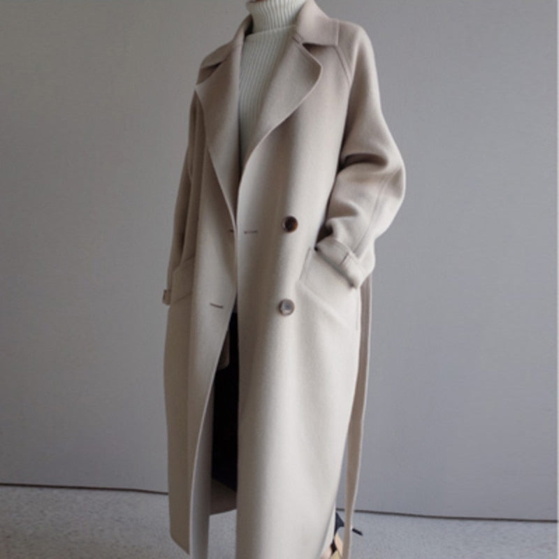 Kacob | Women's Double Breasted Long Coat – Tailored Oversized Winter Coat
