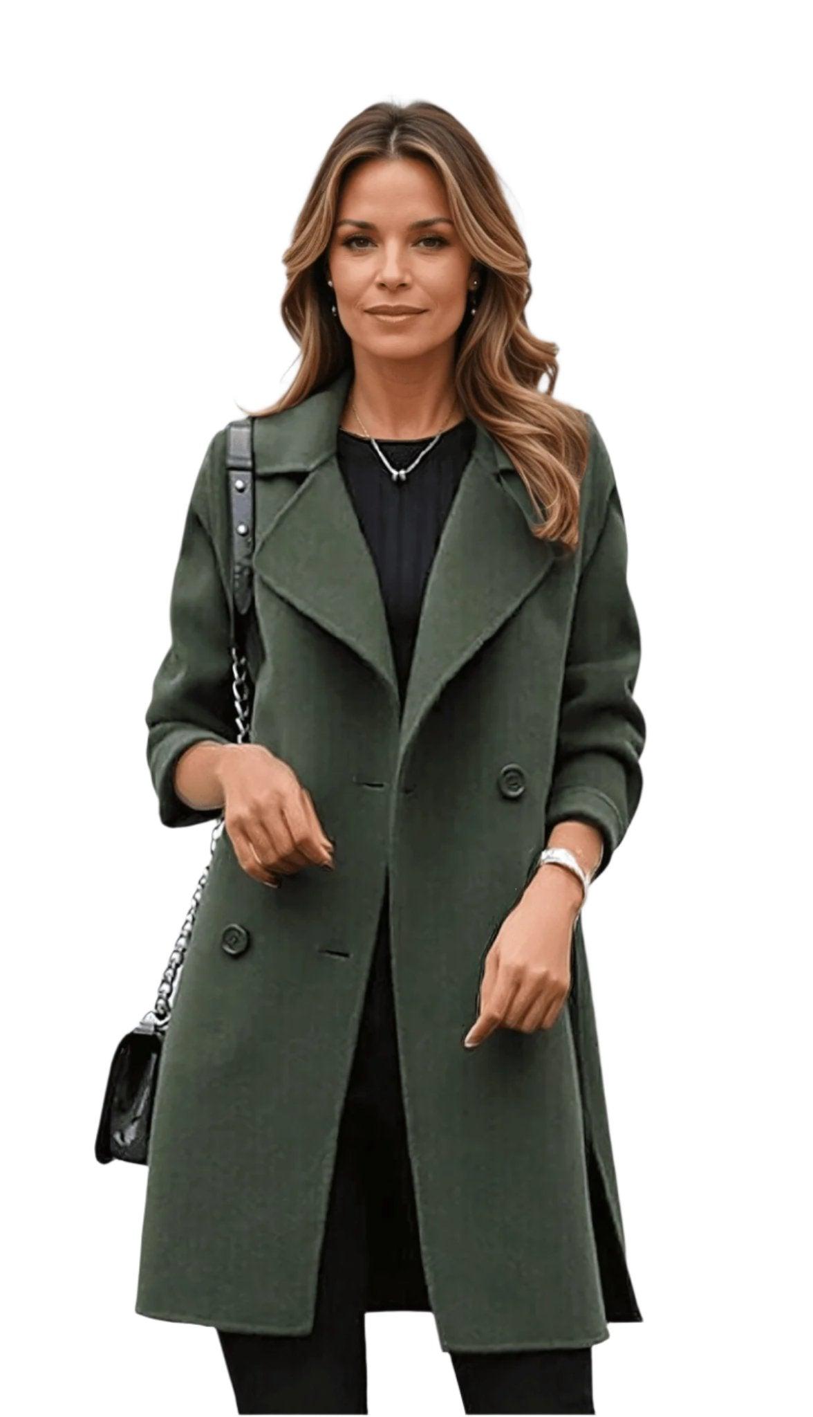 Kacob | Women's Double Breasted Longline Coat – Long Winter Coat for Women