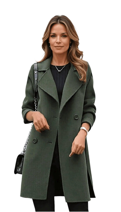 Kacob | Women's Double Breasted Longline Coat – Long Winter Coat for Women