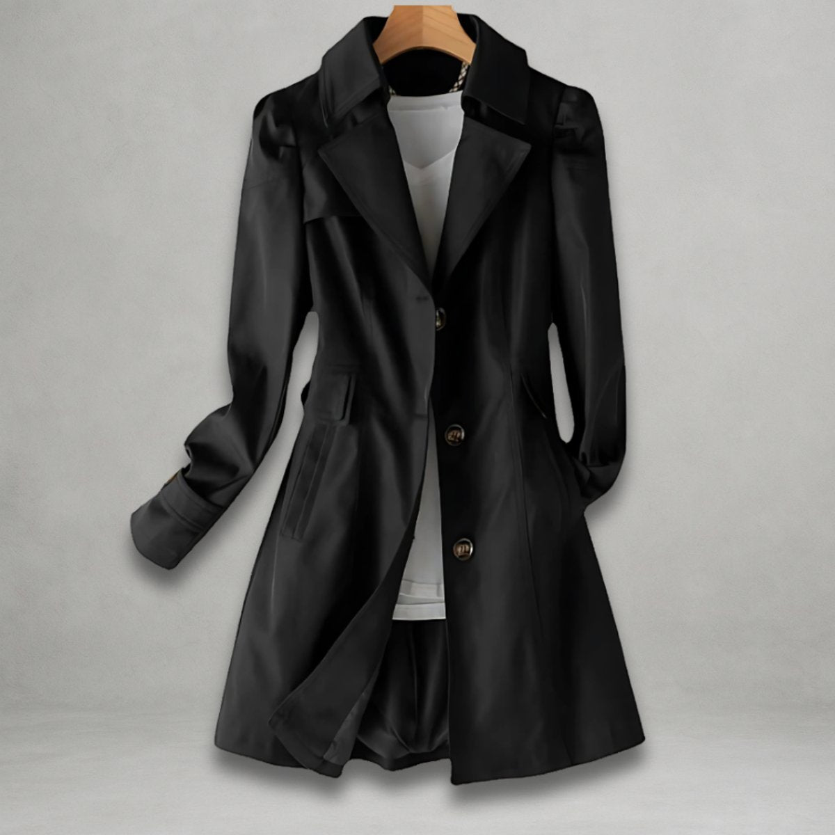 Kacob | Women's Double Breasted Trench Coat – Fitted Notched Collar Mac
