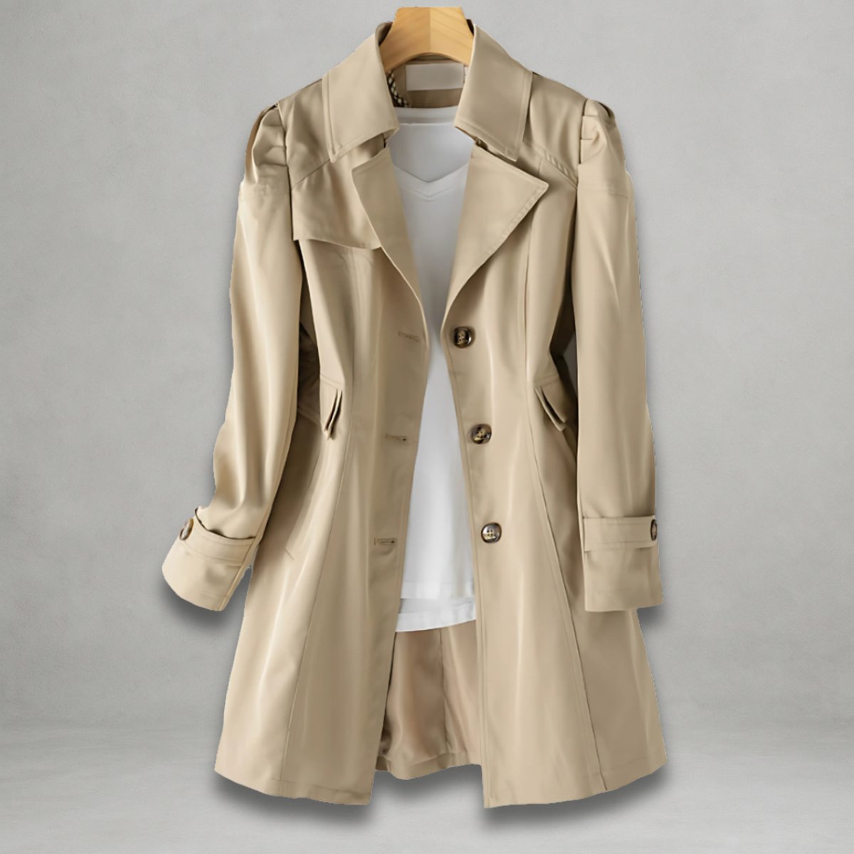 Kacob | Women's Double Breasted Trench Coat – Fitted Notched Collar Mac