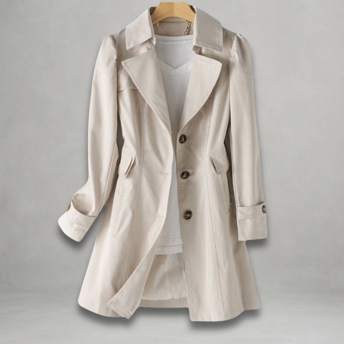 Kacob | Women's Double Breasted Trench Coat – Fitted Notched Collar Mac