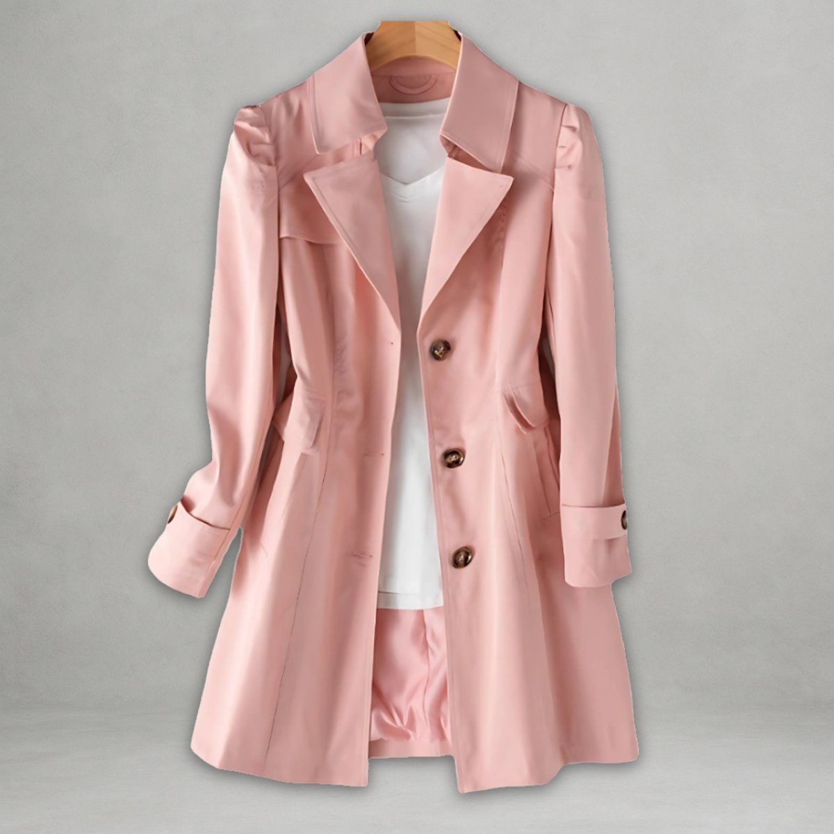 Kacob | Women's Double Breasted Trench Coat – Fitted Notched Collar Mac