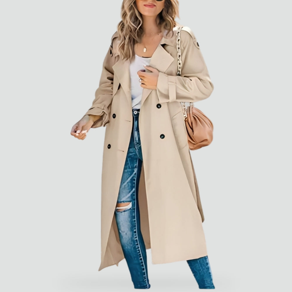 Kacob | Women's Double Breasted Trench Coat – Long Belted Mac