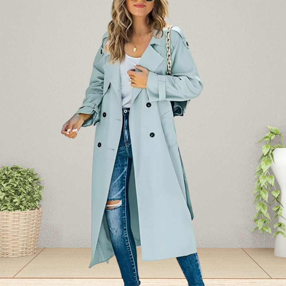 Kacob | Women's Double Breasted Trench Coat – Long Belted Mac