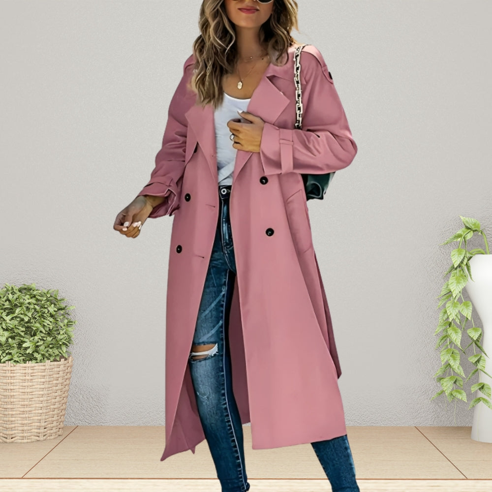 Kacob | Women's Double Breasted Trench Coat – Long Belted Mac