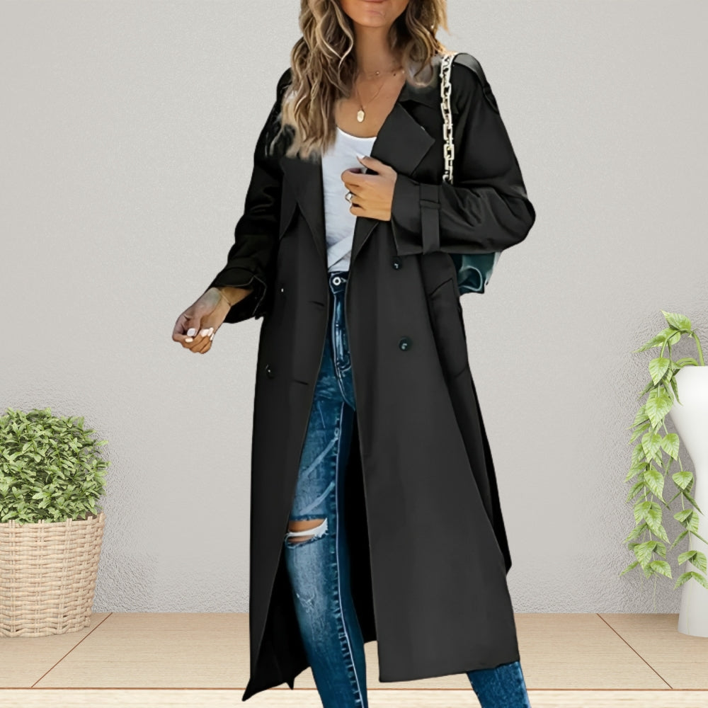 Kacob | Women's Double Breasted Trench Coat – Long Belted Mac