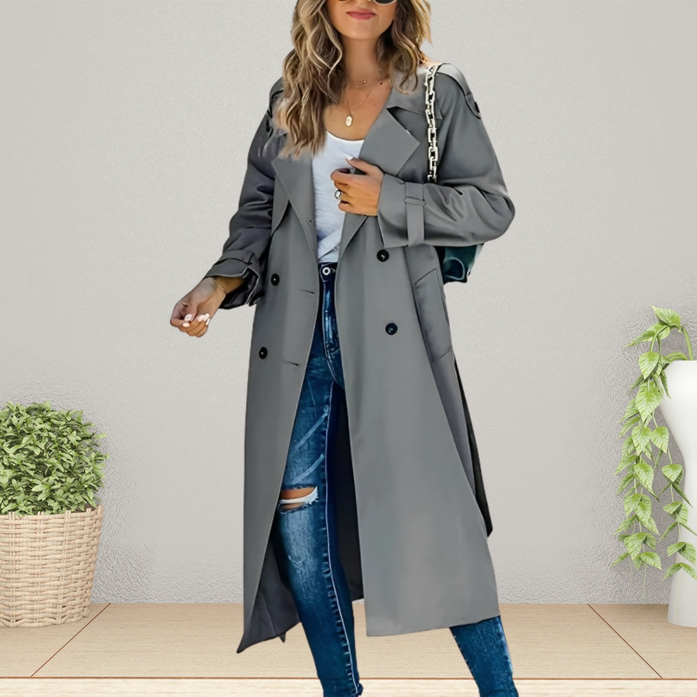 Kacob | Women's Double Breasted Trench Coat – Long Belted Mac