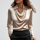 Kacob | Women's Draped Neck Satin Blouse – Collared