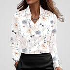 Women's Draped Neck Satin Blouse – Collared