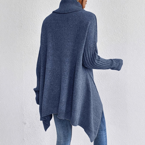 Kacob | Women's Drop Shoulder Oversized Roll Neck Jumper – Relaxed Turtleneck Knit
