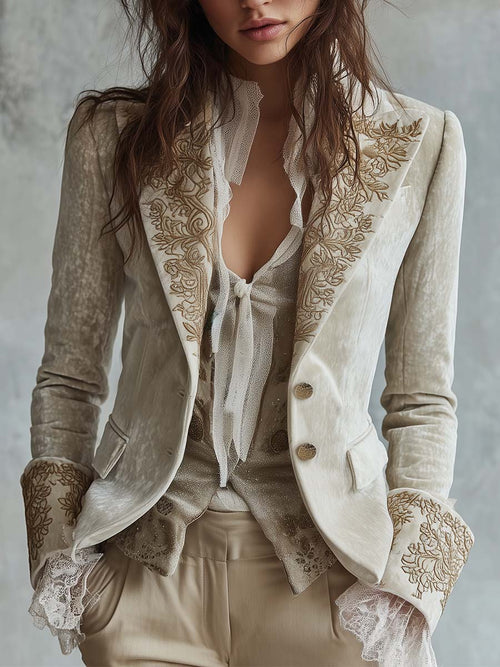 Kacob | Women's Embroidered Tailored Blazer – Smart Jacket for Women, Office Wear
