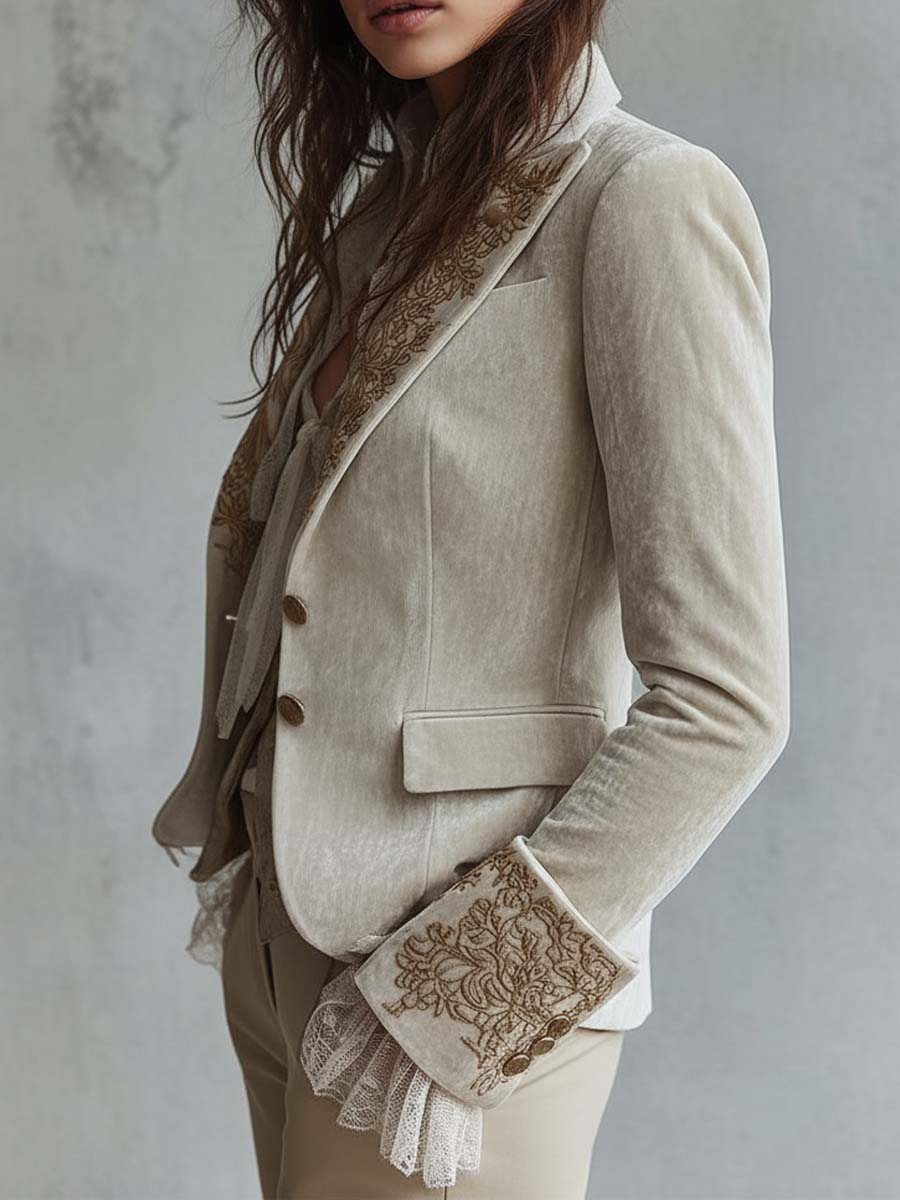 Kacob | Women's Embroidered Tailored Blazer – Smart Jacket for Women, Office Wear