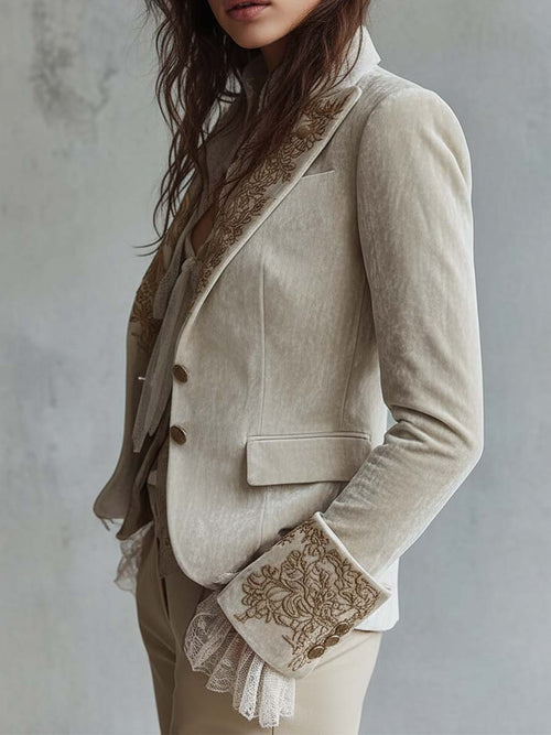 Kacob | Women's Embroidered Tailored Blazer – Smart Jacket for Women, Office Wear