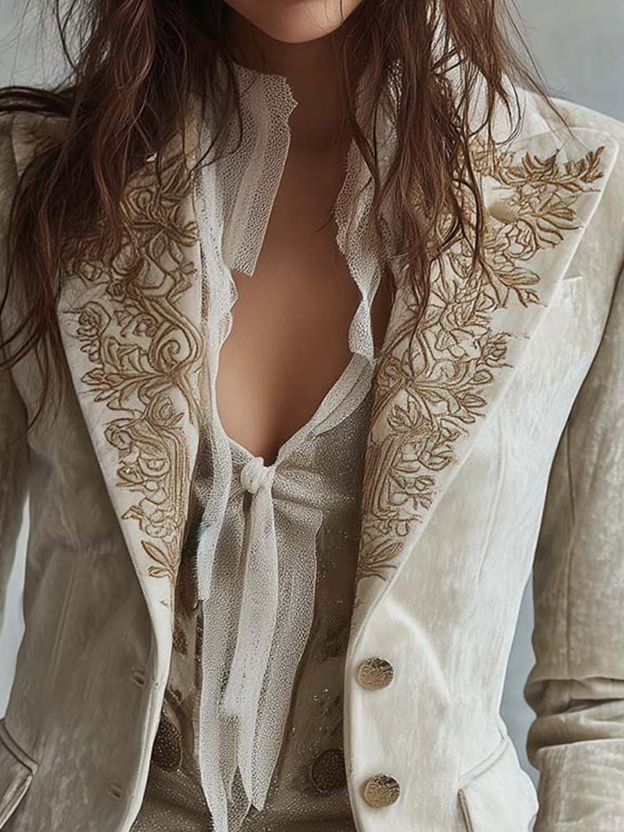 Kacob | Women's Embroidered Tailored Blazer – Smart Jacket for Women, Office Wear