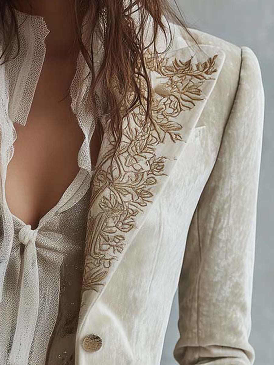 Kacob | Women's Embroidered Tailored Blazer – Smart Jacket for Women, Office Wear